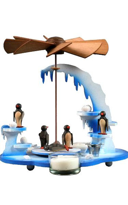 Penguins German Wooden Christmas Pyramid