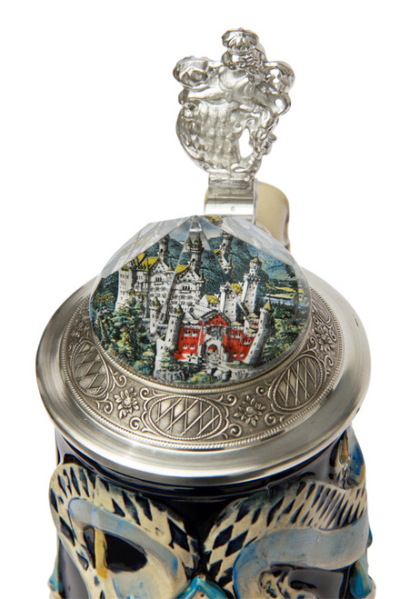Neuschwanstein Castle 3D Beer Stein with Faceted Crystal Lid