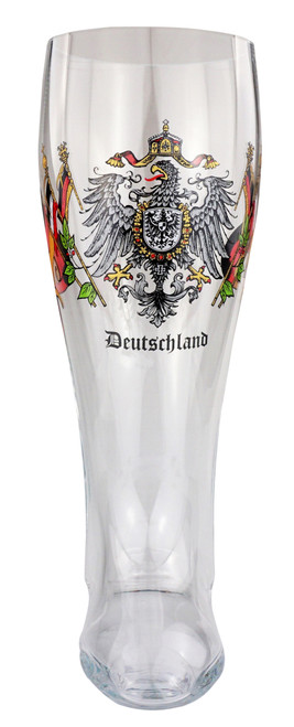 Authentic Glass Beer Boot with Deutschland Crest 