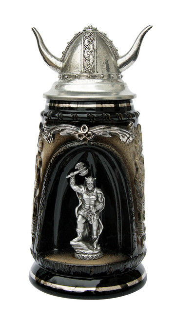 Viking Grotto Beer Stein with Helmet Lid