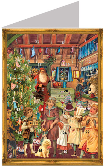 Victorian Santas Workshop German Advent Calendar Christmas Card