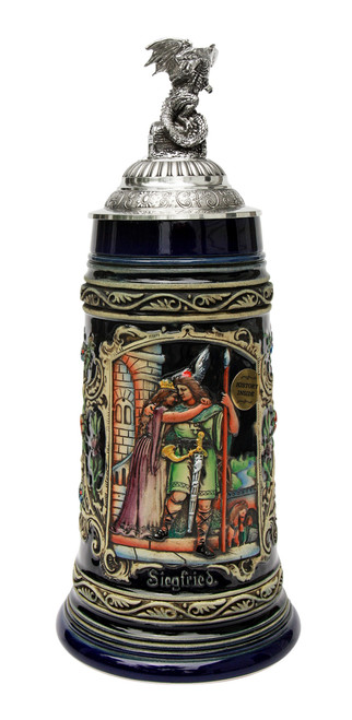 Siegfried the Dragon Slayer Farewell Beer Stein with Dragon Lid