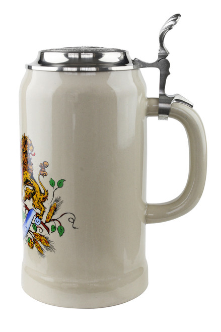 Ceramic Beer Stein with Handle and Lid