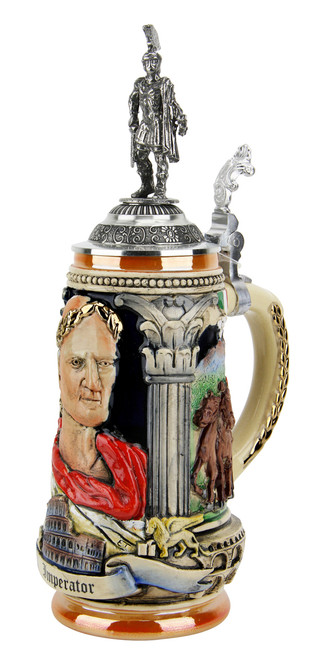 Italian Emperor Imperator Caeser Beer Stein | Legionnaire Lid