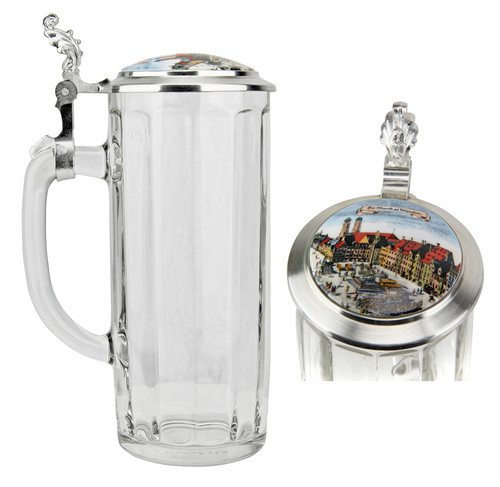 Authentic Munich Beer Stein with Pewter Lid