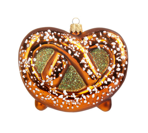 Hand Painted Traditional German Glass Pretzel Christmas Ornament