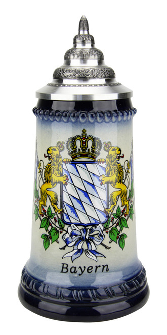 Bavarian Lions and Crown Coat of Arms Beer Stein