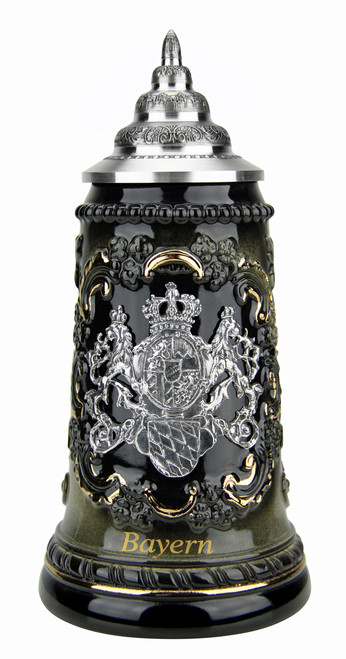 Bavaria Pewter Lion Crest Beer Stein