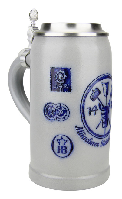 New Set of 2 Ceramic Trophy Wedding White  Beer Stein Mugs 