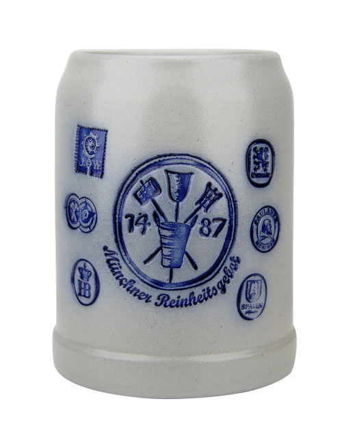 Munich Purity Law 1487 0.5 Liter Salt Glaze Stoneware Beer Mug