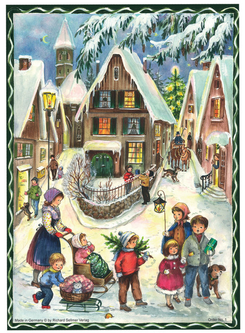 Classic Christmas Village Scene German Advent Calendar