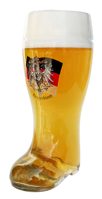 Authentic Glass Beer Boot with German Flag and Eagle