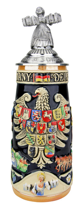 Deutschland Legacy Beer Stein with Pewter Beer Maiden Lid