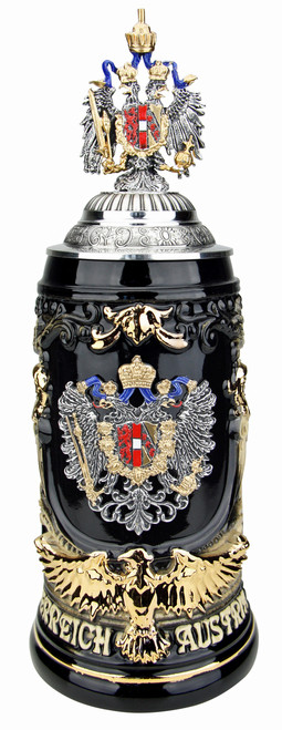 Austria Eagle Handle Beer Stein with Eagle Lid