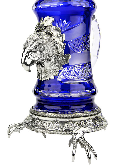 Lord of Crystal Eagle German Beer Stein Blue | 3D Eagle Lid | Talon Feet