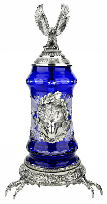 Lord of Crystal Eagle German Beer Stein Blue | 3D Eagle Lid
