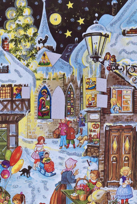 Village Market 1970s Reprint German Christmas Advent Calendar