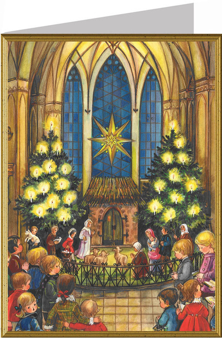 Christmas Eve Church Service German Christmas Card