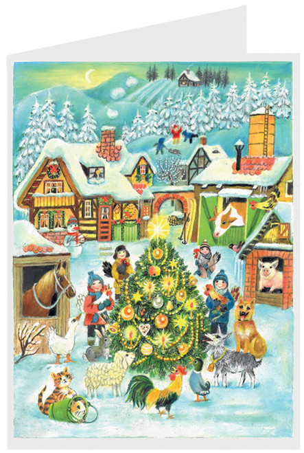 Christmas at the Farm German Advent Calendar Christmas Card