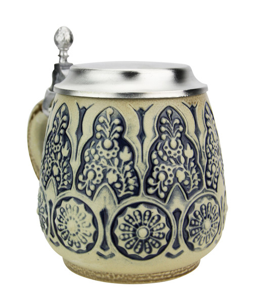 Stylized Plants Traditional Salt Glaze Beer Stein | Light Finish