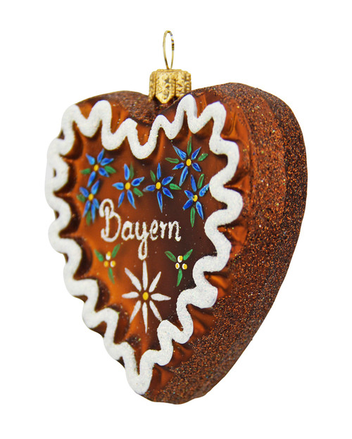 Oktoberfest Gingerbread Heart Glass Ornament - GermanSteins.com