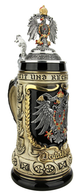 German Eagle Crests Beer Stein with Eagle Lid