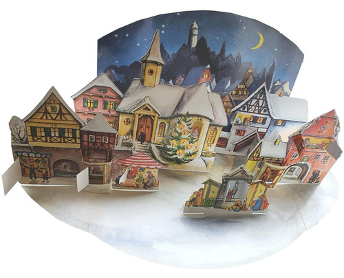 Moonlit Village Christmas Market 1955 Reproduction 3D German Advent Calendar