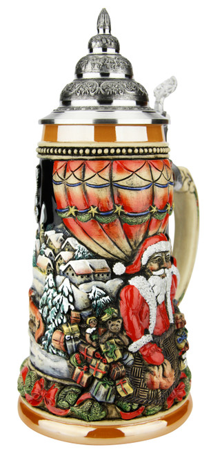 Santa in Balloon German Christmas Beer Stein 