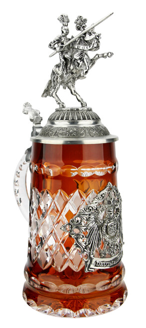 Lord of Crystal German Knight Beer Stein Amber