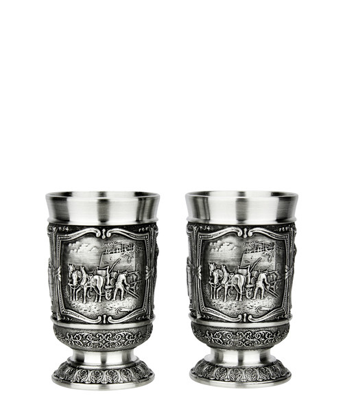 Beer Brewers Pewter Shot Cup 1 oz | Set of 2