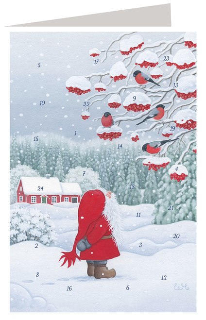 Nisse Winter Birdwatching German Advent Calendar Christmas Card 