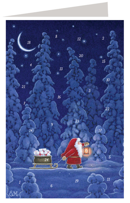 Nisse Traveling in the Forest German Advent Calendar Christmas Card 