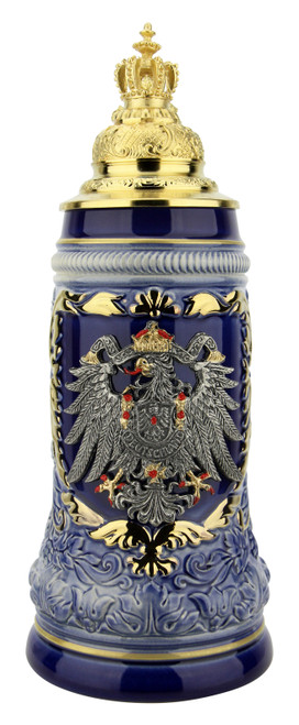 German Eagle Beer Stein with Gilded Royal Crown Lid