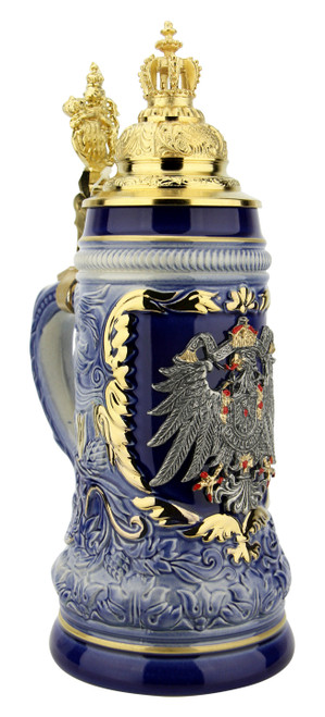 German Eagle Beer Stein with Gilded Royal Crown Lid