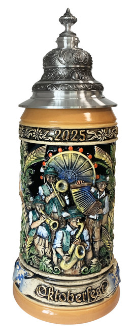 Official Munich Oktoberfest Relief Stein 2025 Baroque Facon Style Pewter Lid