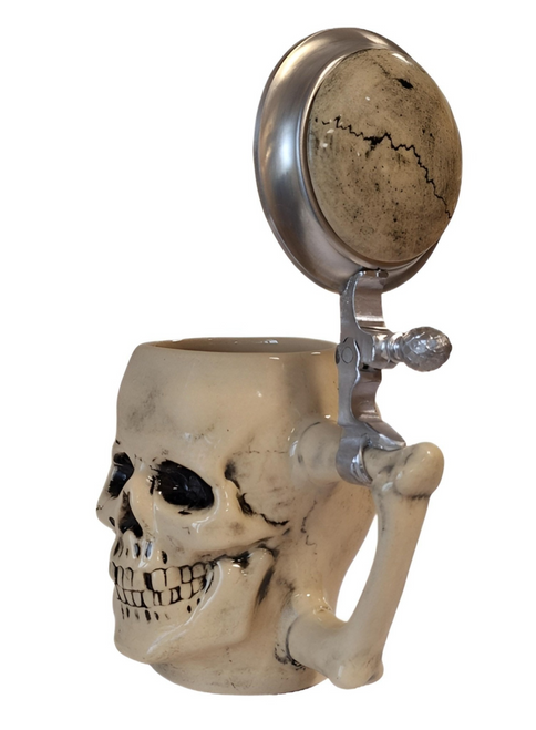 Skull German Ceramic Beer Stein | 1870 Reproduction 
