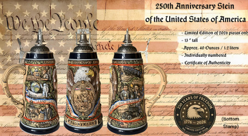 250th USA Anniversary Commemorative Beer Stein with Liberty Bell Lid | Exclusive Item