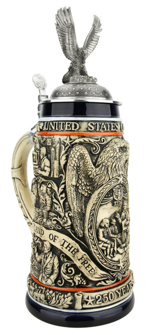 250th USA Anniversary Commemorative Rustic Beer Stein with Flying Eagle Lid