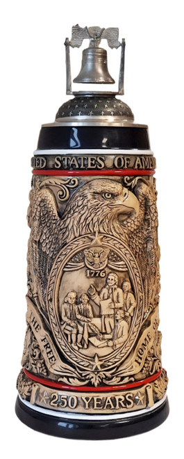 250th USA Anniversary Commemorative Beer Stein Rustic with Liberty Bell Lid | Exclusive Item