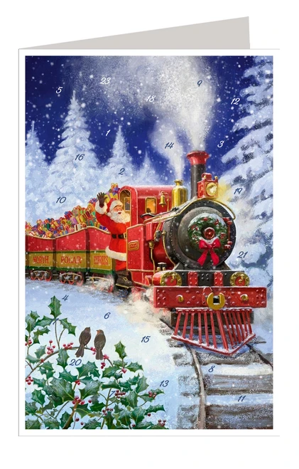 North Pole Express Santa Train German Advent Calendar Christmas Card