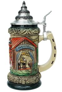 Antique Rustic Style Oktoberfest Beer Mug with Lid