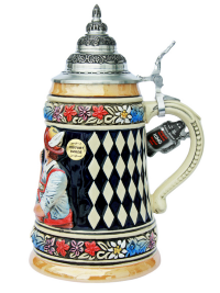 Bavarian German Arm Wrestler Ceramic Beer Stein