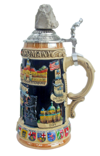 Ceramic Beer Stein with Real Piece of Berlin Wall