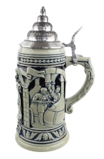 Ceramic beer stein with cobalt lid