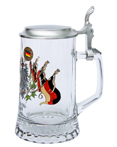 Deutschland Crest Beer Stein with Pewter Lid