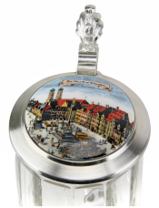 Munich Glass Beer Stein with Lid