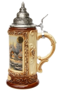 Xmas Gift Beer Stein with Pewter Lid