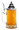 Left Side View of Glass German Stein with Tiered Pewter Lid, Full of Beer