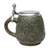 Stylized Plants Traditional Salt Glaze Beer Stein