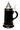 .5 Liter Smooth Black Glaze Beer Stein with 24K Gld Accents